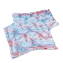 Load image into Gallery viewer, Handwoven Abstract Tie-Dyed Blue and Orange Silk Scarf - Ocean Dimension | NOVICA
