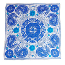 Load image into Gallery viewer, Hand-Woven 100% Silk Blue Paisley-Themed Square Scarf - Blue Paisley | NOVICA
