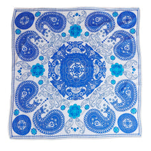 Load image into Gallery viewer, Hand-Woven 100% Silk Blue Paisley-Themed Square Scarf - Blue Paisley | NOVICA