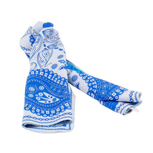 Load image into Gallery viewer, Hand-Woven 100% Silk Blue Paisley-Themed Square Scarf - Blue Paisley | NOVICA
