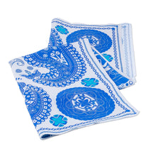 Load image into Gallery viewer, Hand-Woven 100% Silk Blue Paisley-Themed Square Scarf - Blue Paisley | NOVICA