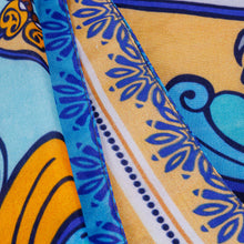 Load image into Gallery viewer, Hand-Woven 100% Silk Floral Square Scarf in Blue and Yellow - Floral Allure | NOVICA