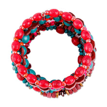 Load image into Gallery viewer, Handmade Natural Garnet and Crystal Beaded Wrap Bracelet - Passionate Essence | NOVICA