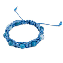 Load image into Gallery viewer, Blue Chalcedony Beaded Macrame Shambhala Style Bracelet - Shambhala Sky | NOVICA