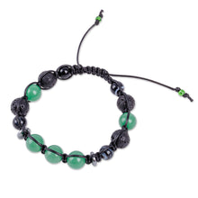 Load image into Gallery viewer, Adjustable Green and Black Multi-Gemstone Beaded Bracelet - Green Realms | NOVICA