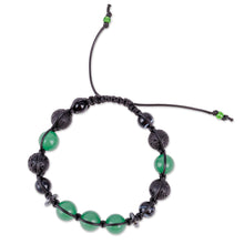 Load image into Gallery viewer, Adjustable Green and Black Multi-Gemstone Beaded Bracelet - Green Realms | NOVICA