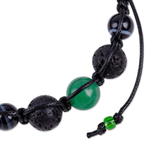 Load image into Gallery viewer, Adjustable Green and Black Multi-Gemstone Beaded Bracelet - Green Realms | NOVICA