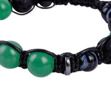Load image into Gallery viewer, Adjustable Green and Black Multi-Gemstone Beaded Bracelet - Green Realms | NOVICA

