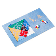 Load image into Gallery viewer, Handcrafted and Painted Colorful Walnut Wood Tangram Puzzle - Brain Teaser | NOVICA