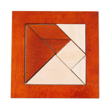 Load image into Gallery viewer, Walnut Wood Tangram Puzzle Handcrafted in Uzbekistan - Brain Riddle | NOVICA