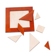 Load image into Gallery viewer, Walnut Wood Tangram Puzzle Handcrafted in Uzbekistan - Brain Riddle | NOVICA