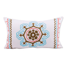 Load image into Gallery viewer, Colorful Hand-Embroidered Suzani Cotton Cushion Cover - Tajik Splendor | NOVICA