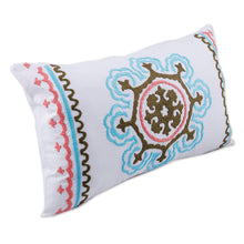 Load image into Gallery viewer, Colorful Hand-Embroidered Suzani Cotton Cushion Cover - Tajik Splendor | NOVICA
