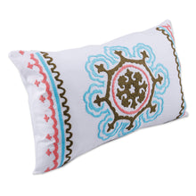 Load image into Gallery viewer, Colorful Hand-Embroidered Suzani Cotton Cushion Cover - Tajik Splendor | NOVICA