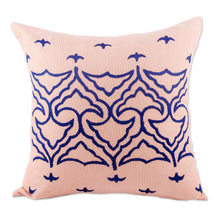 Load image into Gallery viewer, Traditional Suzani Embroidered Cotton Blend Cushion Cover - Flying Birds | NOVICA