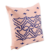 Load image into Gallery viewer, Traditional Suzani Embroidered Cotton Blend Cushion Cover - Flying Birds | NOVICA