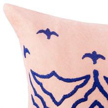 Load image into Gallery viewer, Traditional Suzani Embroidered Cotton Blend Cushion Cover - Flying Birds | NOVICA