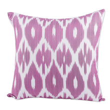 Load image into Gallery viewer, Classic Ikat Patterned Pink and White Cotton Cushion Cover - Pink Tradition | NOVICA