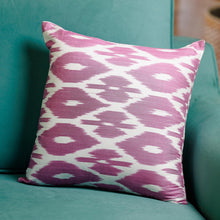Load image into Gallery viewer, Classic Ikat Patterned Pink and White Cotton Cushion Cover - Pink Tradition | NOVICA