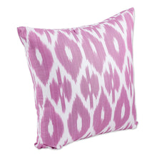 Load image into Gallery viewer, Classic Ikat Patterned Pink and White Cotton Cushion Cover - Pink Tradition | NOVICA