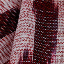 Load image into Gallery viewer, Handcrafted Ikat Patterned Red and Blue Fringed Cotton Scarf - Palace Colors | NOVICA