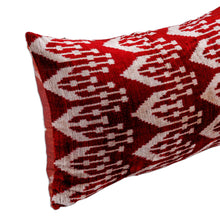 Load image into Gallery viewer, Handcrafted Crimson and White Bakhmal Silk Cushion Cover - Crimson Era | NOVICA