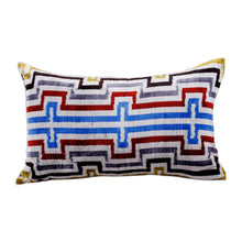 Load image into Gallery viewer, Handcrafted Geometric Patterned Bakhmal Silk Cushion Cover - Geometric Manor | NOVICA