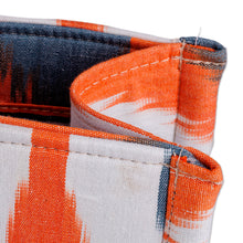 Load image into Gallery viewer, Handcrafted Orange and Blue Ikat Cotton Handle Bag (Large) - Orange Universes | NOVICA
