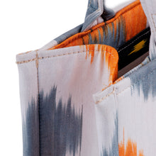 Load image into Gallery viewer, Handcrafted Orange and Blue Ikat Cotton Handle Bag (Small) - Orange Universes | NOVICA
