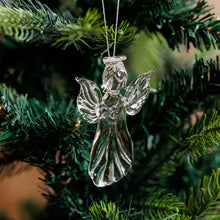 Load image into Gallery viewer, Handblown Crystal-Clear Angel Glass Ornament from Uzbekistan - Angelic Blessing | NOVICA