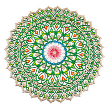 Load image into Gallery viewer, Hand-Painted Floral Green and Golden Wood Wall Accent - Garden of Paradise | NOVICA