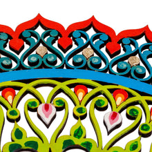 Load image into Gallery viewer, Hand-Painted Floral Red and Green Wood Wall Accent - The Holy Garden | NOVICA
