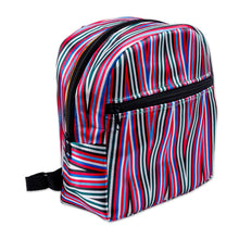 Load image into Gallery viewer, Geometric Ikat Patterned Red Mini Backpack from Uzbekistan - Ikat Adventures | NOVICA