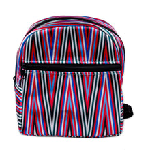 Load image into Gallery viewer, Geometric Ikat Patterned Red Mini Backpack from Uzbekistan - Ikat Adventures | NOVICA