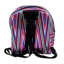 Load image into Gallery viewer, Geometric Ikat Patterned Red Mini Backpack from Uzbekistan - Ikat Adventures | NOVICA