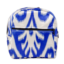 Load image into Gallery viewer, Classic Ikat Patterned Blue Backpack from Uzbekistan - Blue Ikat Adventures | NOVICA