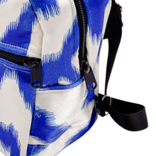 Load image into Gallery viewer, Classic Ikat Patterned Blue Backpack from Uzbekistan - Blue Ikat Adventures | NOVICA