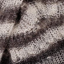 Load image into Gallery viewer, Handwoven Striped Soft Black and White Cashmere Wool Scarf - Regal Pleasure | NOVICA