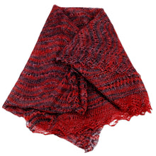 Load image into Gallery viewer, Handwoven Striped Soft Black and Crimson Cashmere Wool Scarf - Regal Pleasure in Crimson | NOVICA