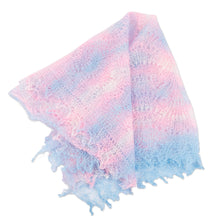 Load image into Gallery viewer, Handwoven Striped 100% Cashmere Wool Scarf in Pink and Blue - Ethereal Whispers | NOVICA