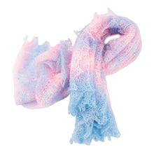 Load image into Gallery viewer, Handwoven Striped 100% Cashmere Wool Scarf in Pink and Blue - Ethereal Whispers | NOVICA