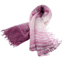 Load image into Gallery viewer, Handwoven Soft 100% Cashmere Wool Scarf in Fuchsia and White - Lilac Luxury | NOVICA