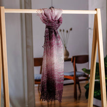 Load image into Gallery viewer, Handwoven Soft 100% Cashmere Wool Scarf in Fuchsia and White - Lilac Luxury | NOVICA