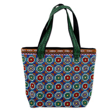 Load image into Gallery viewer, Floral Mosaic-Themed Iroki Embroidered Tote Bag - Blooming Days | NOVICA