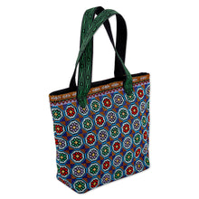 Load image into Gallery viewer, Floral Mosaic-Themed Iroki Embroidered Tote Bag - Blooming Days | NOVICA