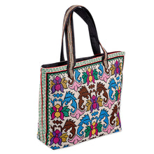 Load image into Gallery viewer, Floral and Leafy Patterned Iroki Embroidered Tote Bag - Classic Everyday | NOVICA