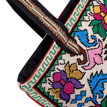 Load image into Gallery viewer, Floral and Leafy Patterned Iroki Embroidered Tote Bag - Classic Everyday | NOVICA