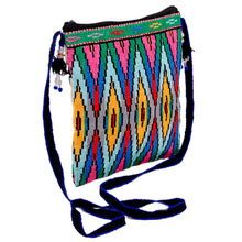 Load image into Gallery viewer, Geometric-Patterned Colorful Iroki Embroidered Sling Bag - Sweet Frequencies | NOVICA