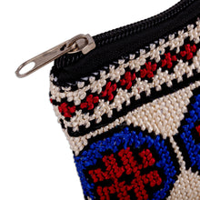 Load image into Gallery viewer, Embroidered Floral Patterned Blue and Red Cosmetic Bag - Pretty Flowers | NOVICA