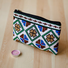 Load image into Gallery viewer, Embroidered Floral and Geometric Patterned Cosmetic Bag - Unique Flowers | NOVICA